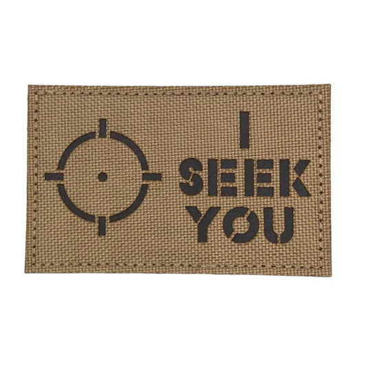 I Seek You Laser Cut Tan Patch Hook & Loop.   Size: 8x5cm www.moralepatches.com.au