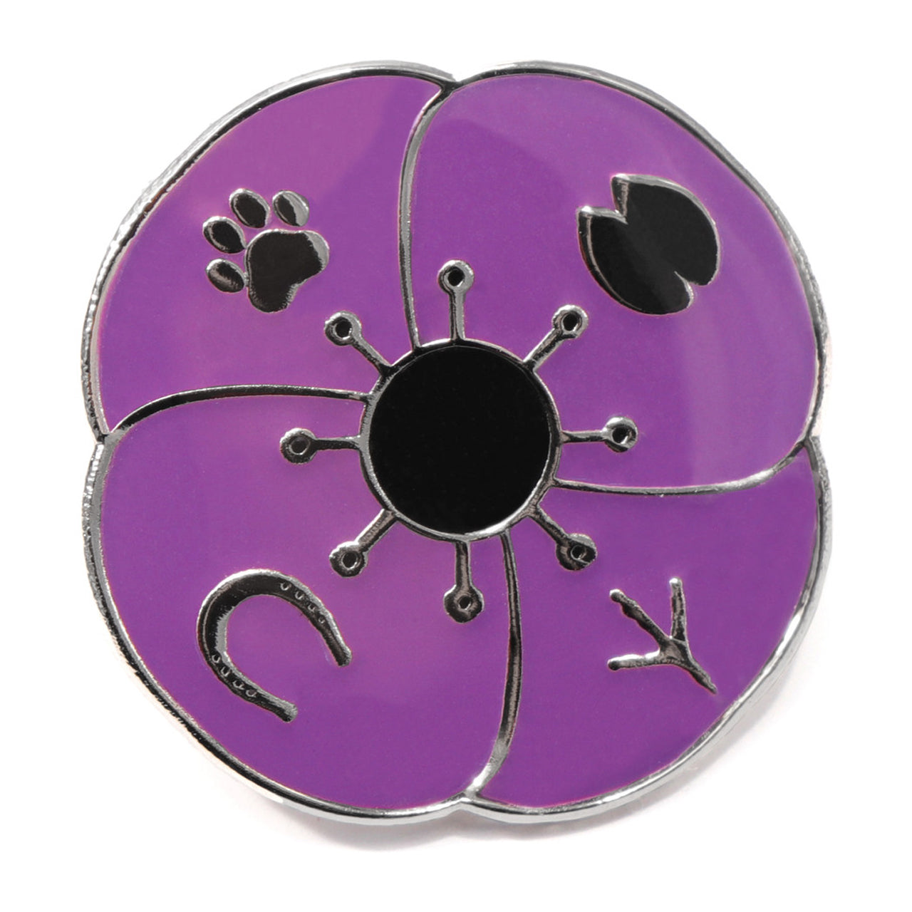 Honour our loyal companions in conflict with this sensational In Their Footsteps Purple Poppy Lapel Pin. www.moralepatches.com.au