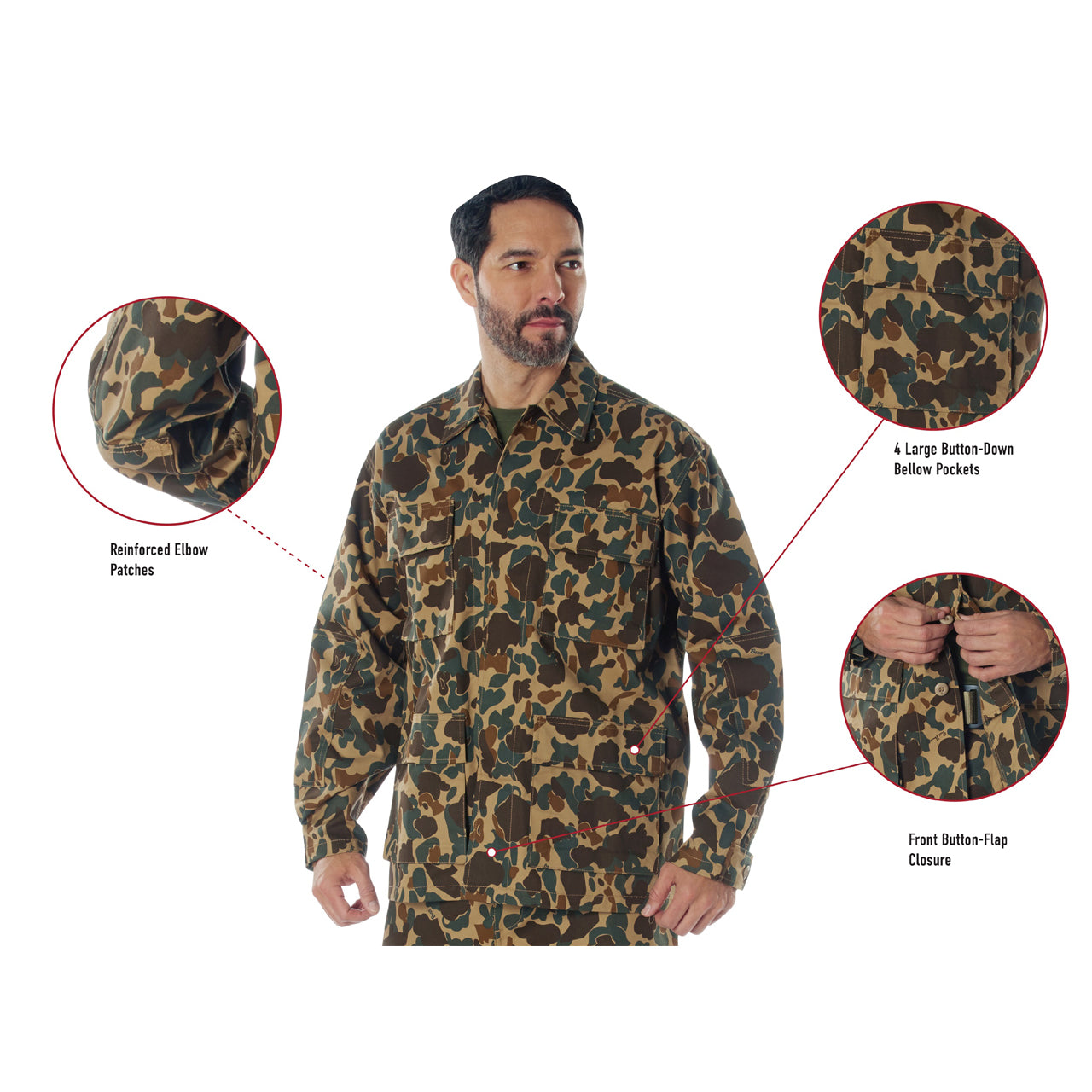 In collaboration with Bear Archery, the revered Fred Bear camouflage pattern comes to life through Rothco’s legendary outdoor apparel and gear, including our BDU Shirt. Each item in the Fred Bear Camouflage collection has been crafted using the iconic Fred Bear camo pattern. www.moralepatches.com.au