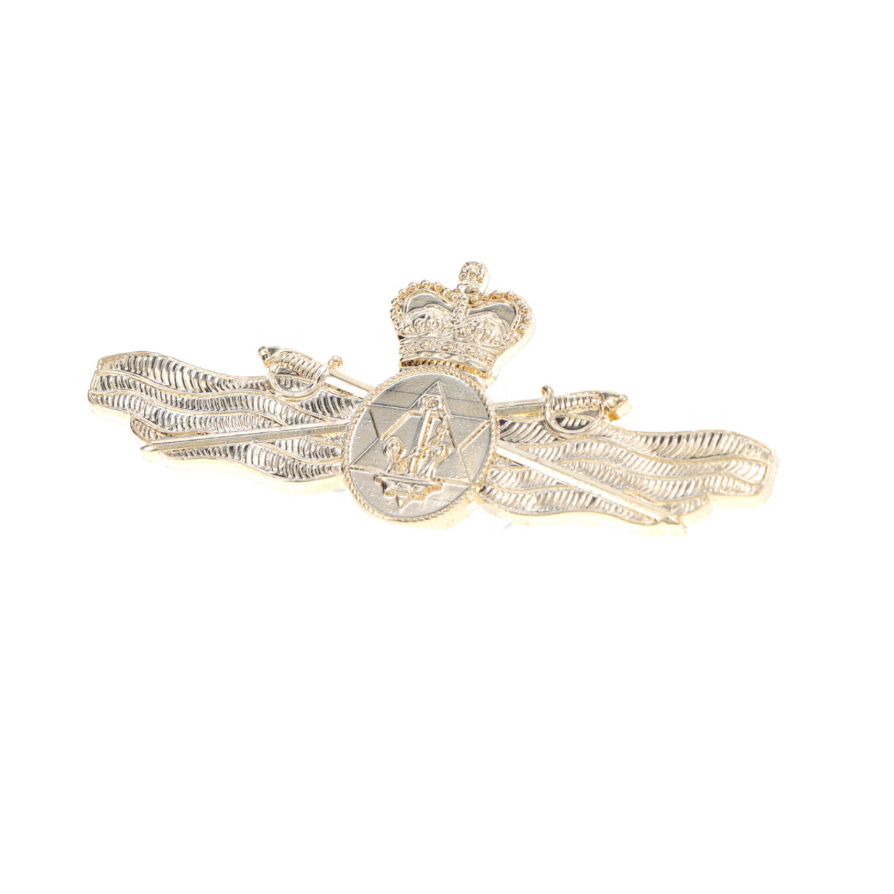 Be sure to stand out with the Maritime Logistics Officer Gold Badge - available in a large size for maximum visibility. This stylish badge comes with two butterfly clutch pins, so you can easily and securely attach it to your attire. Get ready to flaunt your style! www.moralepatches.com.au