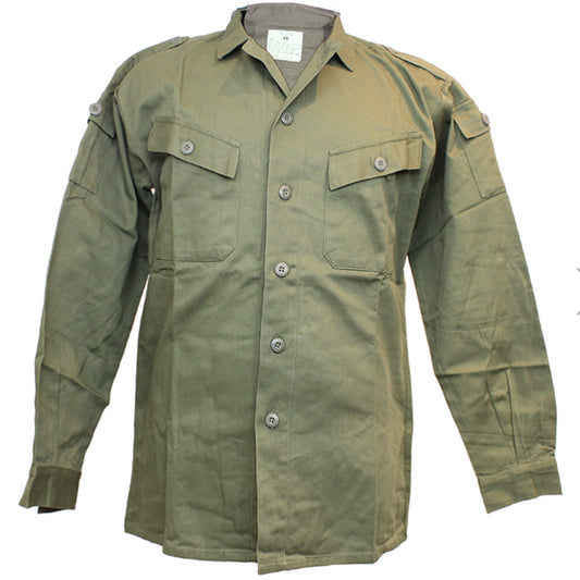 REPRODUCTION VIETNAM WAR PIXIE SHIRT JUNGLE GREEN WITH SLANTED FRONT POCKET (like a pixies ears) and small pockets on the upper arm area.   S= 90cm M= 95cm L= 100cm www.moralepatches.com.au