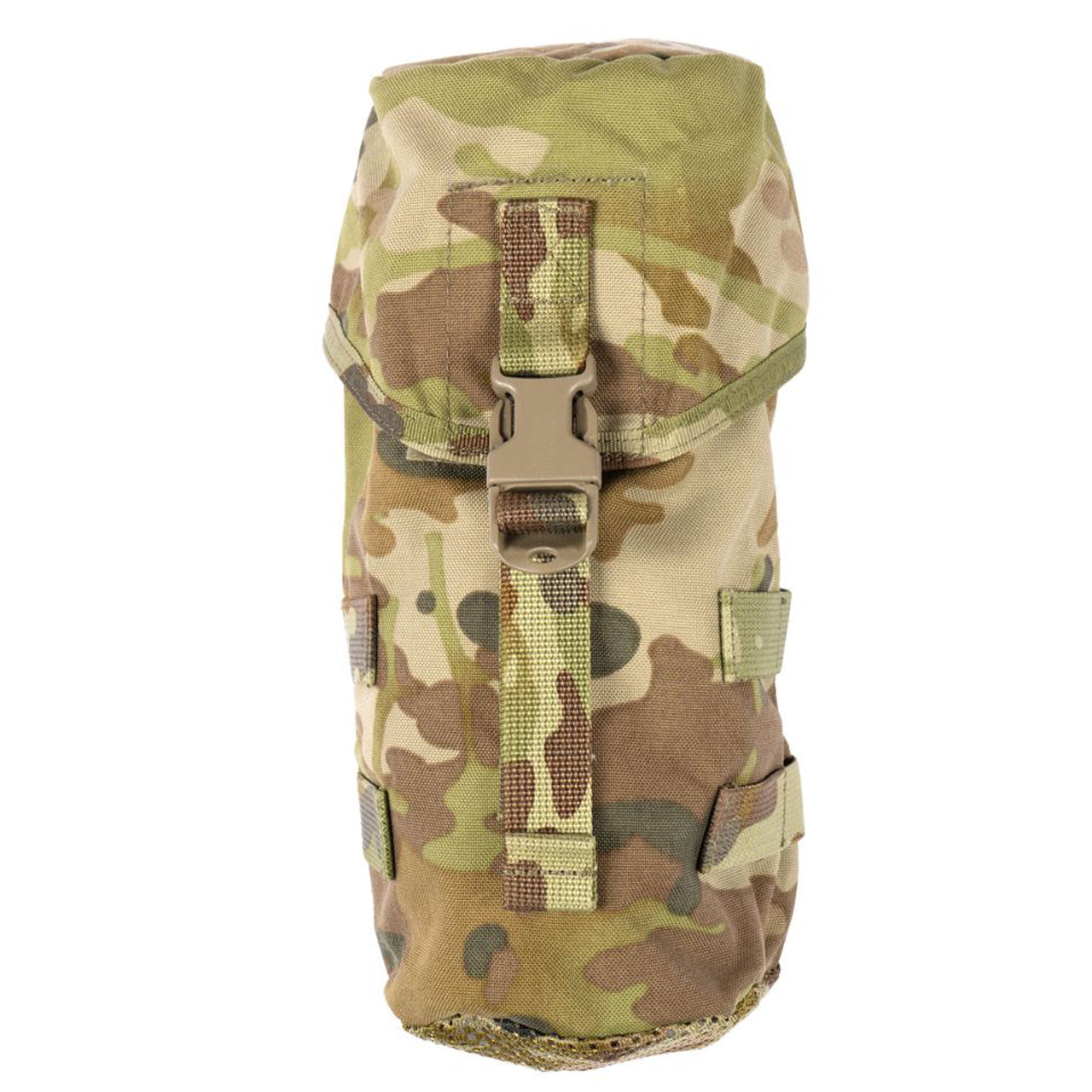 The Platatac Accessories Water Utility Pouch (WUP) is a lightweight, MOLLE compatible, multi-role general-purpose utility pouch to hold a Platatac 1 Litre Flask, 1L Nalgene bottle with cup or similar-sized water bottle or additional kit. The Accessories Water Utility Pouch attaches via two MOLLE straps and has a fastex clip and tuck-away velcro tab to close the lid.  www.moralepatches.com.au