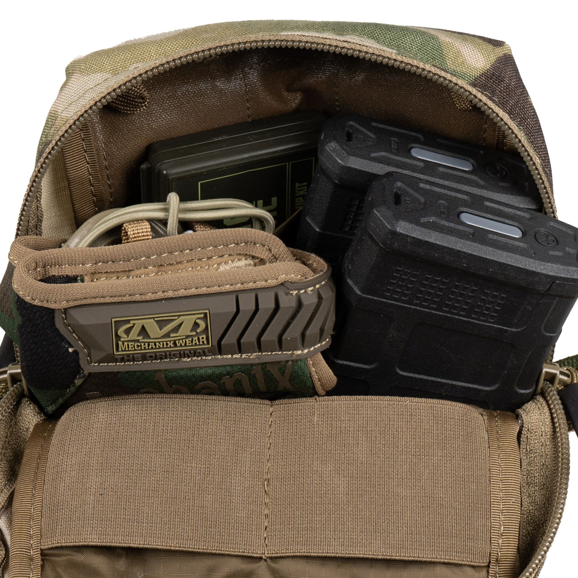 The Platatac LC Accessories Small V5 pouch is a versatile GP/utility pouch designed to hold a variety of items items. It features internal elastic loops and a lightweight open top pocket, as well as two small zippered pockets on the front for various smaller items. www.moralepatches.com.au where the army shops