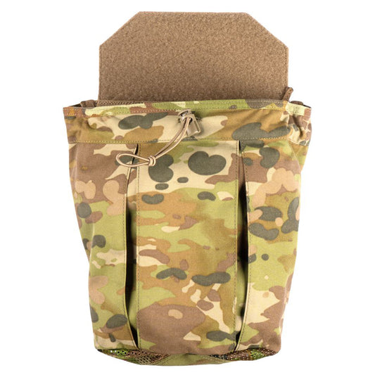 The ASAD Dump Pouch Modular is a highly versatile sub load dump pouch designed to be fastened via a Velcro panel to the lower edge of any plate carrier or chest rig that uses a hook and loop sandwich system. When rolled up using the velcro pull tab, it will sit neatly and take up minimal room underneath your under magazine pouches. www.moralepatches.com.au