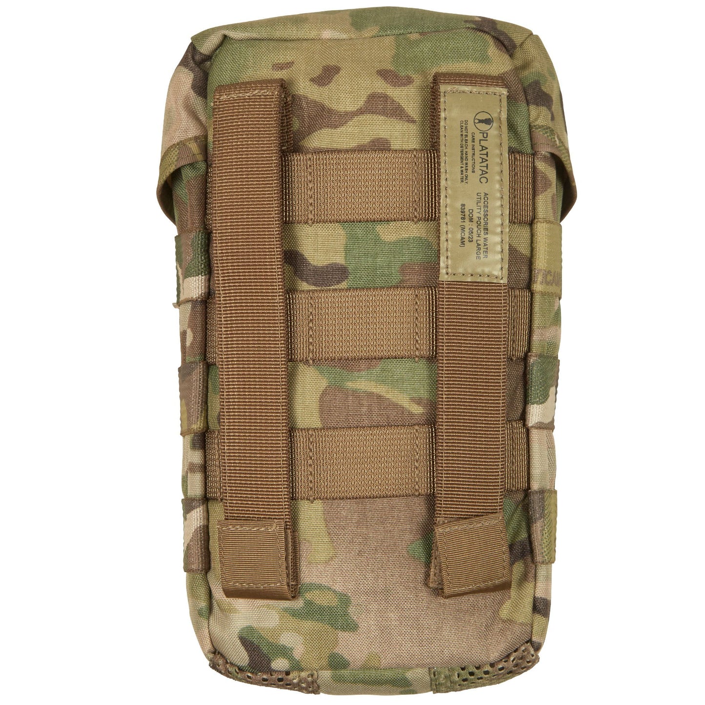 The Platatac Large Accessories Water Utility Pouch (WUP) is a lightweight, MOLLE-compatible utility pouch designed to securely hold a canteen, 1 Litre Flask, a 1L Nalgene bottle with cup, or similar-sized water containers and additional gear. www.moralepatches.com.au