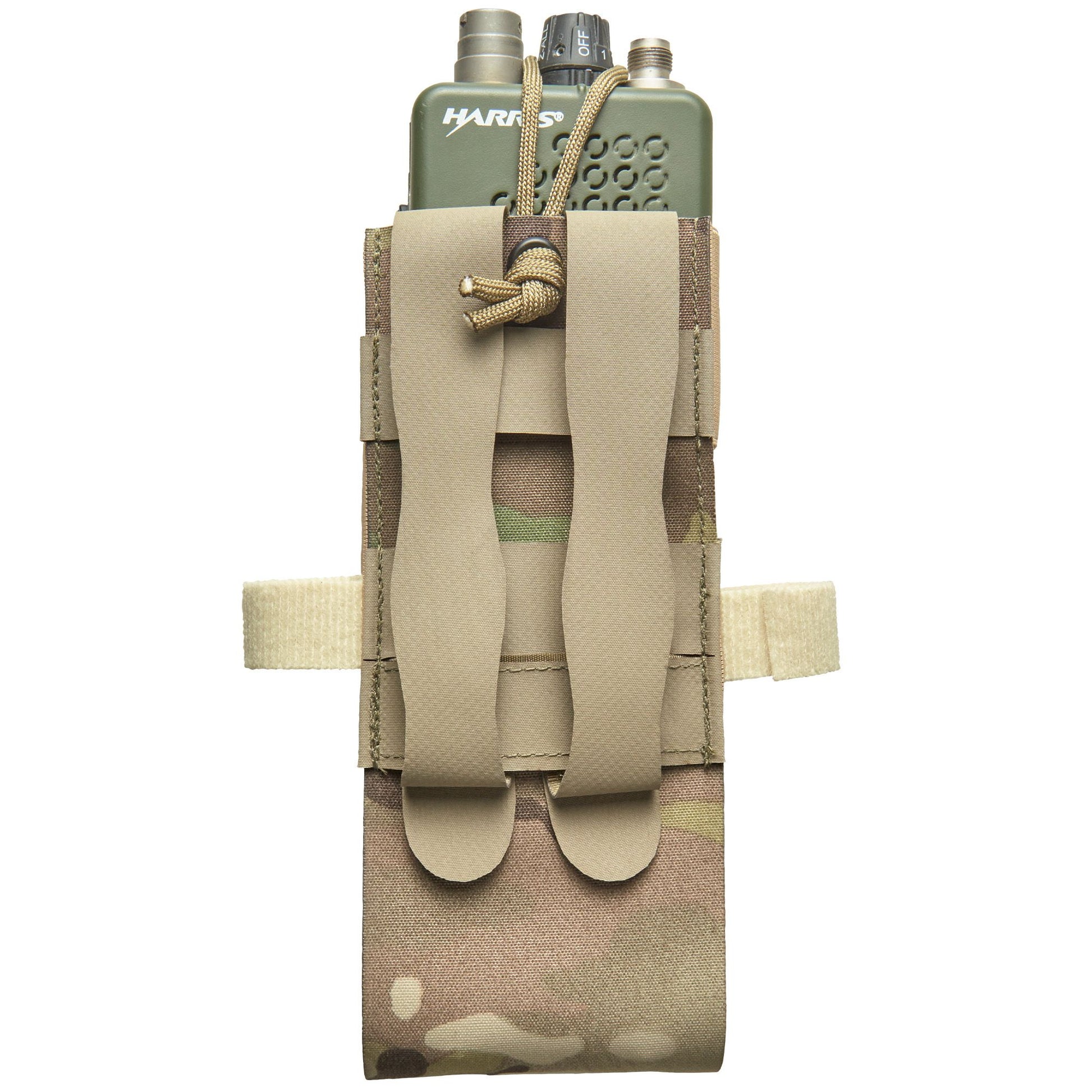 This pouch has been designed securely hold AN/PRC-152 Multiband Handheld Radio with or without GPS module. The pouch can be adjusted in height for when the user is operating with a battery splitter. www.moralepatches.com.au