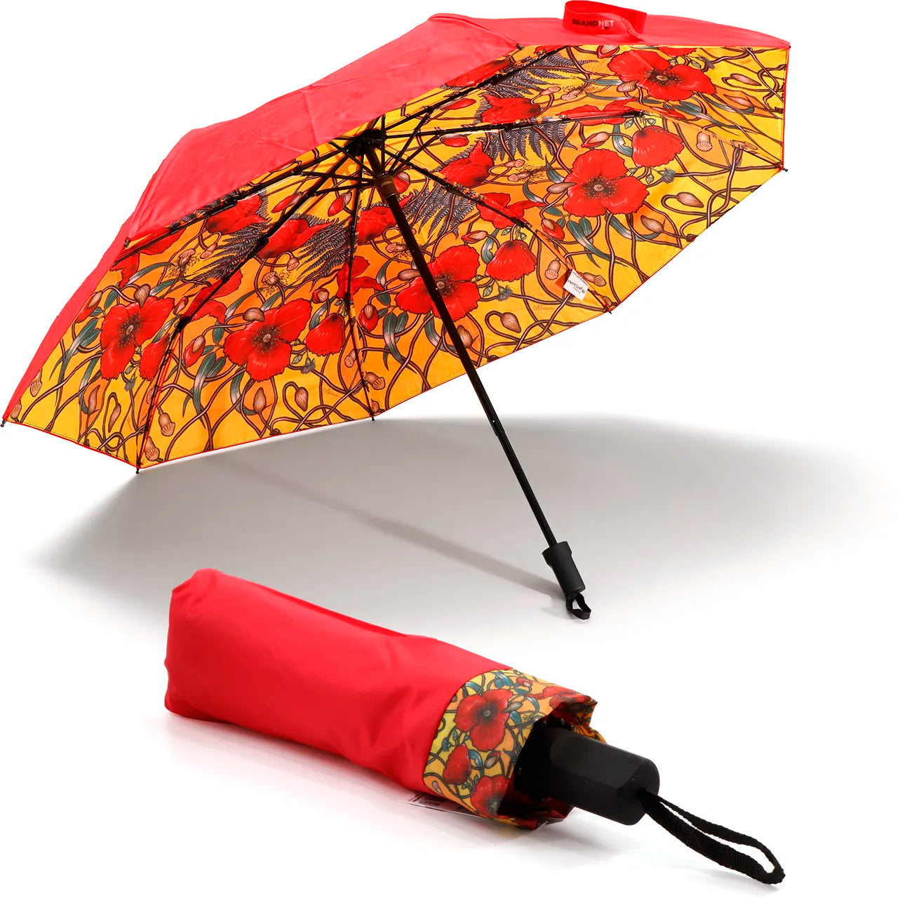 Stay dry and stay stylish with the Poppy Mpressions Compact umbrella. This perfectly compact and lightweight umbrella is a must-have accessory that you can easily carry in your handbag, backpack, or car.  www.moralepatches.com.au