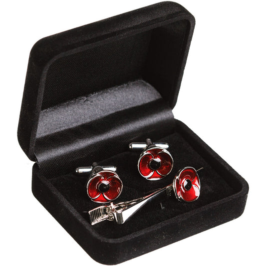 The Poppy Tie Bar and Cufflink Set is a beautiful set designed to bring remembrance to any occasion. This sensational set is not only a wonderful gift but also a collector's item that will leave a lasting impression. www.moralepatches.com.au