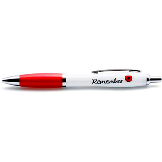 Made from durable white plastic with a metal clip, this pen is not only stylish but also built to last. It comes with standard refills, ensuring that you can continue using it for a long time. Add a touch of elegance to your writing experience with the Poppy Soft Grip Pen. www.moralepatches.com.au