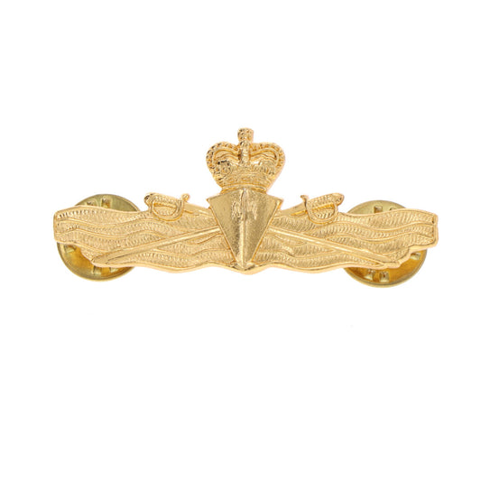 Experience the excellence of the Principal Warfare Officer Gold Badge. This perfectly sized badge is adorned with two butterfly clutch pins, making it ready to wear today. Available now, order yours and proudly display your dedication to the highest standards of warfare. www.moralepatches.com.au