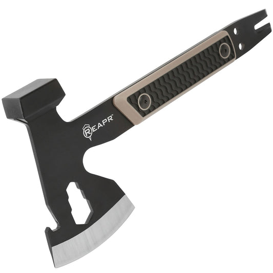 Similar to standard camping axes and hatchets in size, the Versa stands out from the pack to give you not only a 3″ axe head, but a 3-wrench set (10 mm, 13 mm, 16mm), cast hammer, pry bar, nail puller and a bottle opener. www.moralepatches.com.au