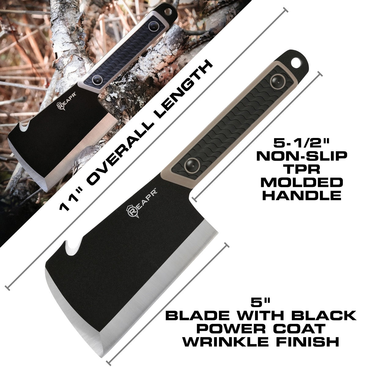 Look no further for the most versatile in fixed blade knives. The Reapr Versa CLEAVR cleaver knife perfect for almost any use. Take it on the trail and use it as a mini axe or machete to help clear brush. Take it camping to help whittle wood for the fire or rip rope. www.moralepatches.com.au