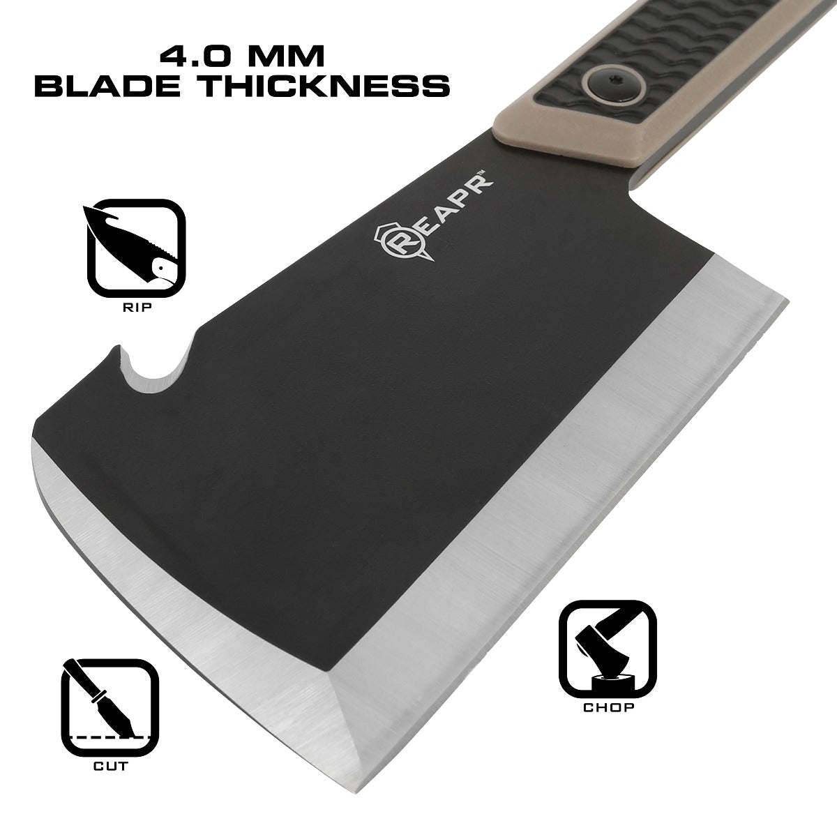 Look no further for the most versatile in fixed blade knives. The Reapr Versa CLEAVR cleaver knife perfect for almost any use. Take it on the trail and use it as a mini axe or machete to help clear brush. Take it camping to help whittle wood for the fire or rip rope. www.moralepatches.com.au