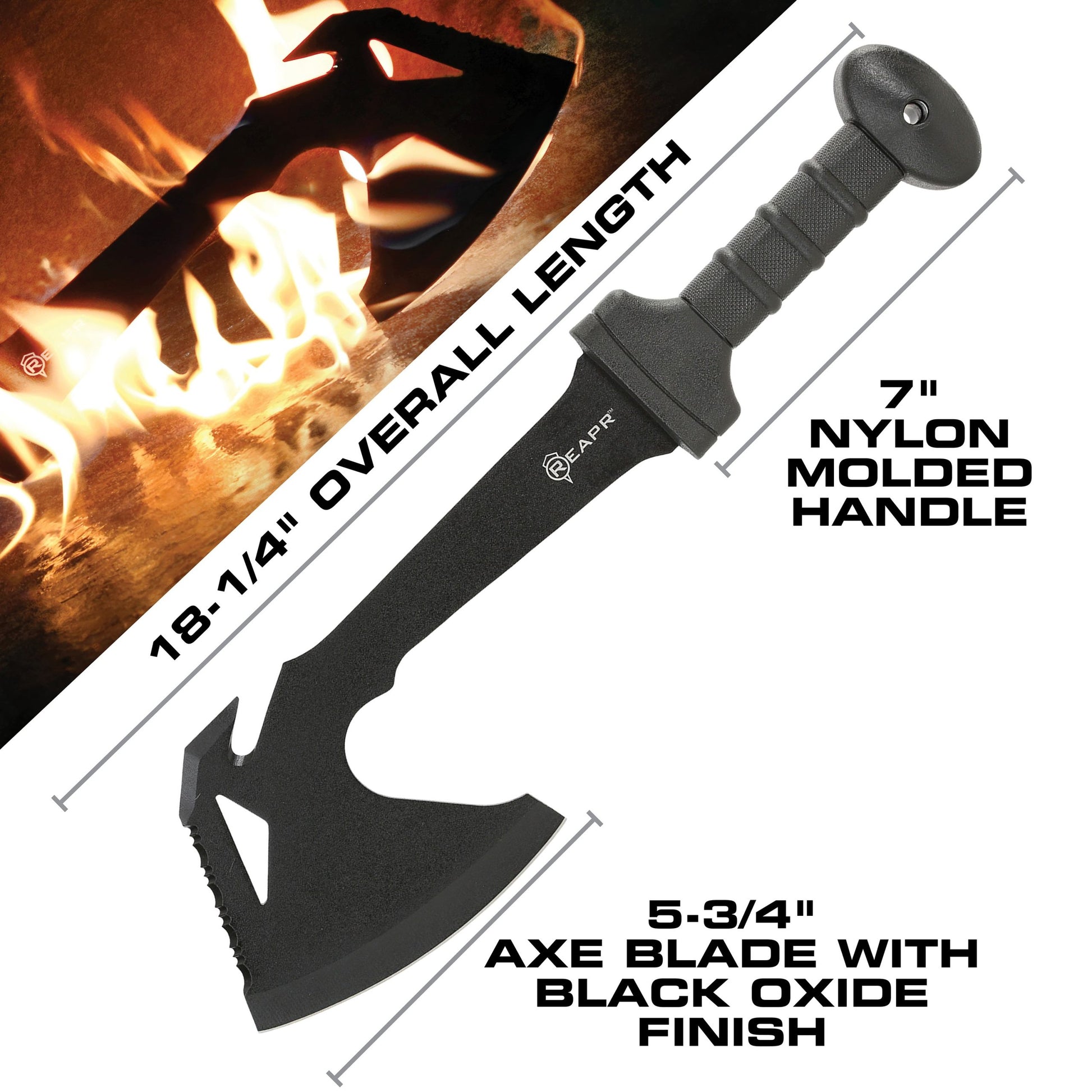 Defeat is not an option with the REAPR 11020 Meridius Battle Axe. When conditions in the wild get rough, this rugged multi tool will clear your way to safety. It’s 18 3/4” long with a 5 3/4” dual-headed blade (axe and ripper). www.moralepatches.com.au