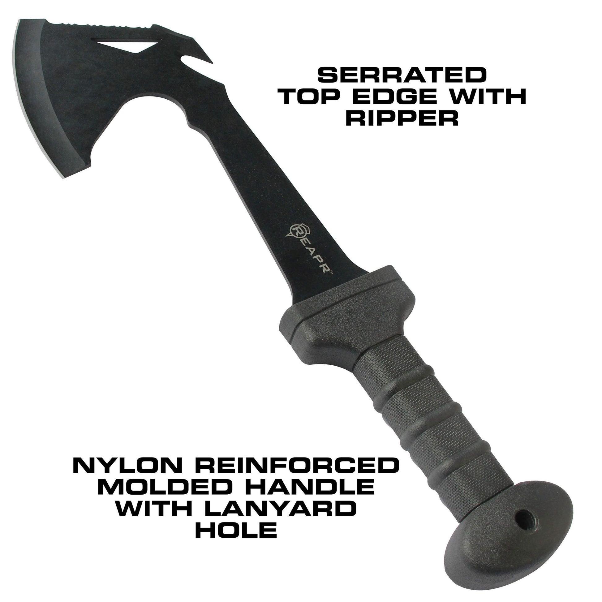 Defeat is not an option with the REAPR 11020 Meridius Battle Axe. When conditions in the wild get rough, this rugged multi tool will clear your way to safety. It’s 18 3/4” long with a 5 3/4” dual-headed blade (axe and ripper). www.moralepatches.com.au