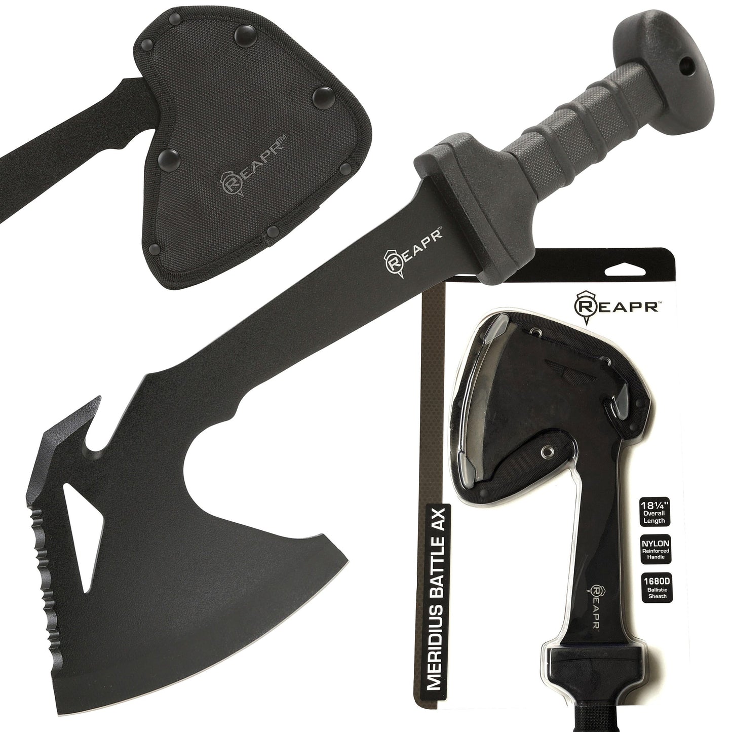 Defeat is not an option with the REAPR 11020 Meridius Battle Axe. When conditions in the wild get rough, this rugged multi tool will clear your way to safety. It’s 18 3/4” long with a 5 3/4” dual-headed blade (axe and ripper). www.moralepatches.com.au