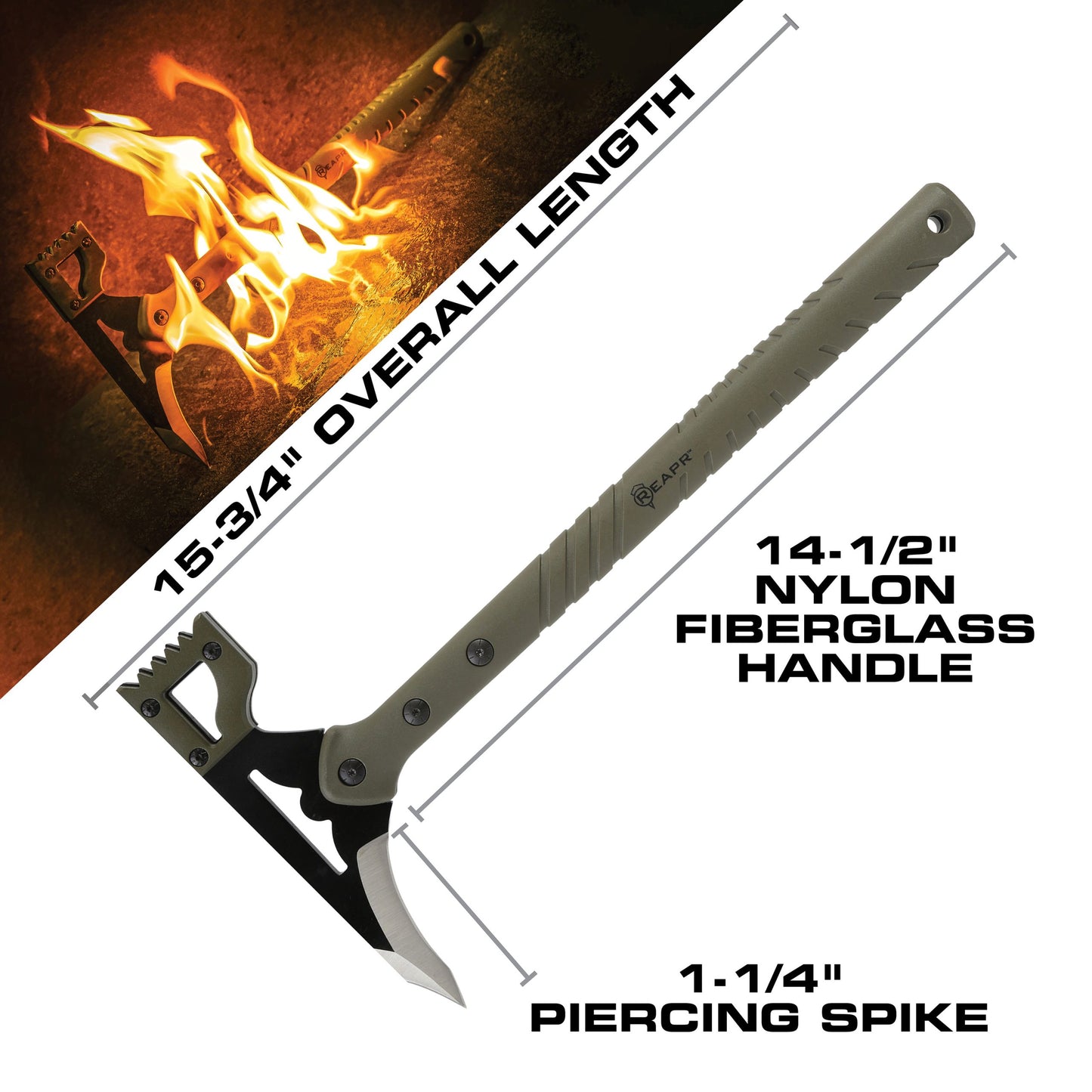 Channel your inner  warrior  with  the  superbly crafted Reapr Battle Hammer. The head features a destructive deep-milled  hammer face that will  demolish  and pummel with ferocious efficiency as well as a sharp spiked blade for extreme  piercing. www.moralepatches.com.au