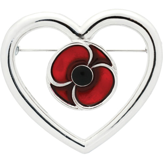 The Remember Keep True Poppy Brooch is a sensational silver and red heart-shaped brooch. Made with silver-plated and enamel inlay materials, this brooch features a striking combination of silver, red, and black colours. www.moralepatches.com.au