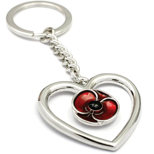 This Keep True Key &amp; Bag Chain from the Poppy Recollections collection is a beautiful addition to your set of keys or bag zips. Carry remembrance with you through this gleaming key ring. Featuring a delicate silver-plated heart and rich enamel red poppy at its centre, this key ring is a wonderful gift for loved ones or for you. www.moralepatches.com.au