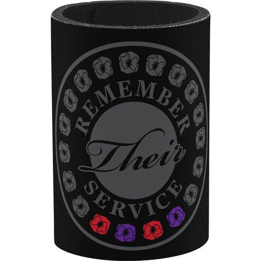 Introducing the Remember Their Service Red &amp; Purple Poppy Drink Cooler. This drink cooler features beautiful purple and red poppies, symbolizing the special bond between servicemen and women and war animals. www.moralepatches.com.au