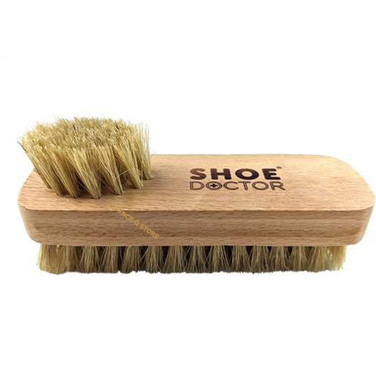 Shoe Doctor Shoe Brush Twin Tufted with Natural Animal Bristles. Twin tufted apply one side polish with the other. Natural coloured bristles suited to any polish. Varnished and made from Beech Timber. This brush contains dense tufts of natural fibre bristles to provide maximum buffing! www.moralepatches.com.au