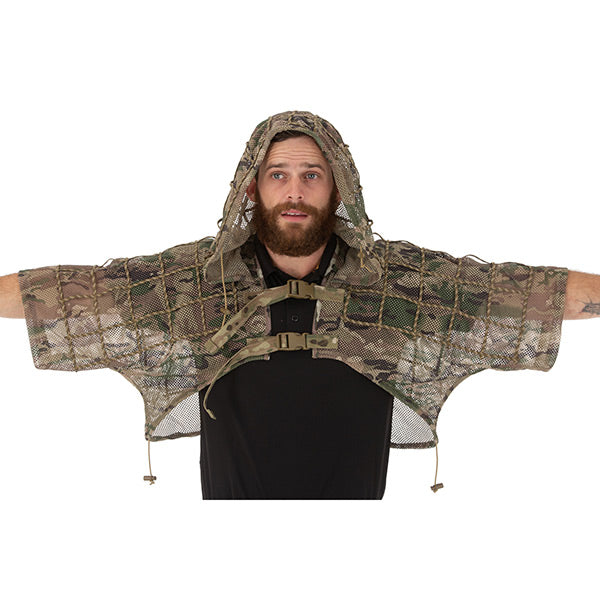 With a built-in hood and a spacious 550 cord grid, the Tactical Ghillie Suit - Short offers the perfect platform for adding natural camouflage. Designed to conceal the head and upper body, this suit pairs seamlessly with chest rigs and duty gear. Made from a lightweight mesh material, it allows for maximum ventilation and minimal weight. Experience the ultimate in tactical concealment with the Tactical Ghillie Suit - Short. www.moralepatches.com.au