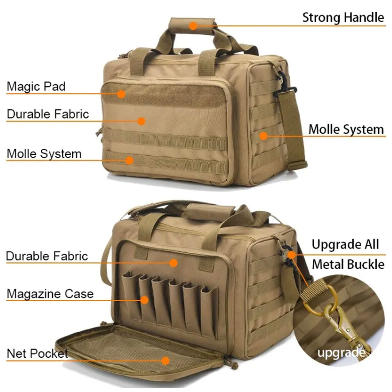 Tactical Gun Range Bag Shooting Duffle Bags for Handguns Pistols with Lockable Zipper and Heavy Duty Antiskid Feet. www.moralepatches.com.au