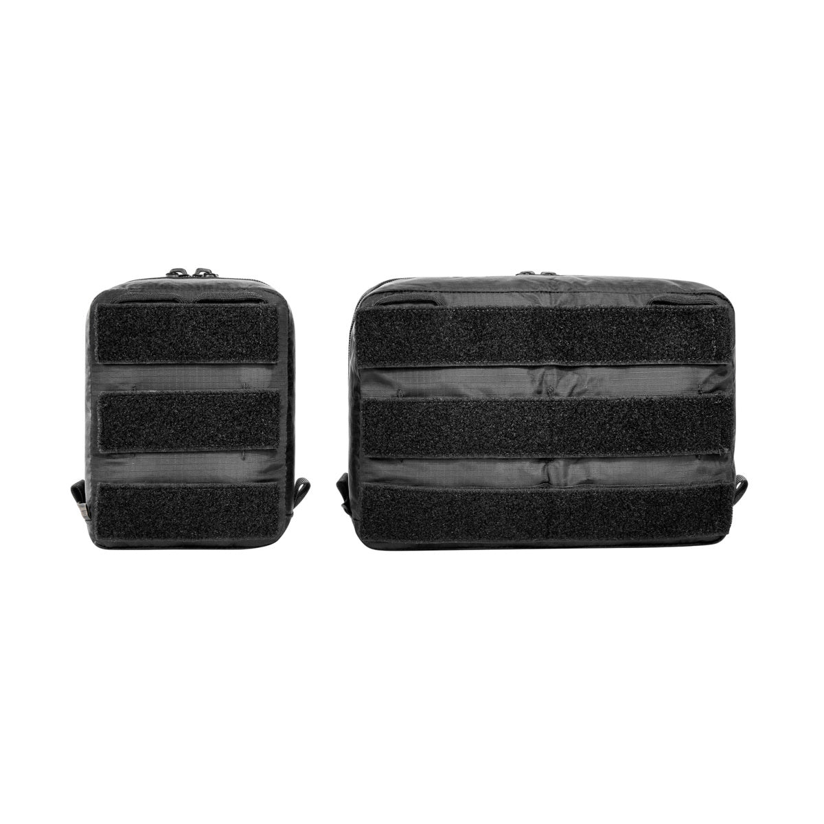 Robust set of bags for attachment to hook-and-loop fleece surfaces. With transparent lid made of mesh material and hook and loop strips on the back. www.moralepatches.com.au