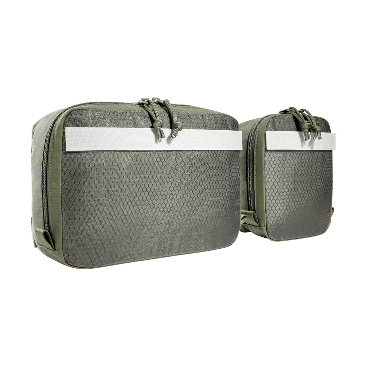 The pouches have a transparent lid made of mesh material and hook-and-loop strips on the back. They can be easily mounted on hook-and-loop surfaces or in the modular TT backpacks. www.moralepatches.com.au