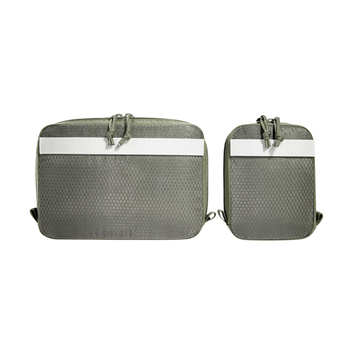 The pouches have a transparent lid made of mesh material and hook-and-loop strips on the back. They can be easily mounted on hook-and-loop surfaces or in the modular TT backpacks. www.moralepatches.com.au