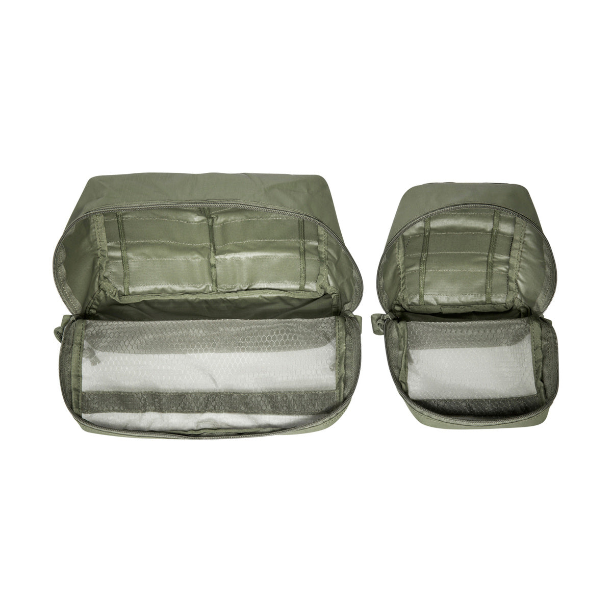 The pouches have a transparent lid made of mesh material and hook-and-loop strips on the back. They can be easily mounted on hook-and-loop surfaces or in the modular TT backpacks. www.moralepatches.com.au