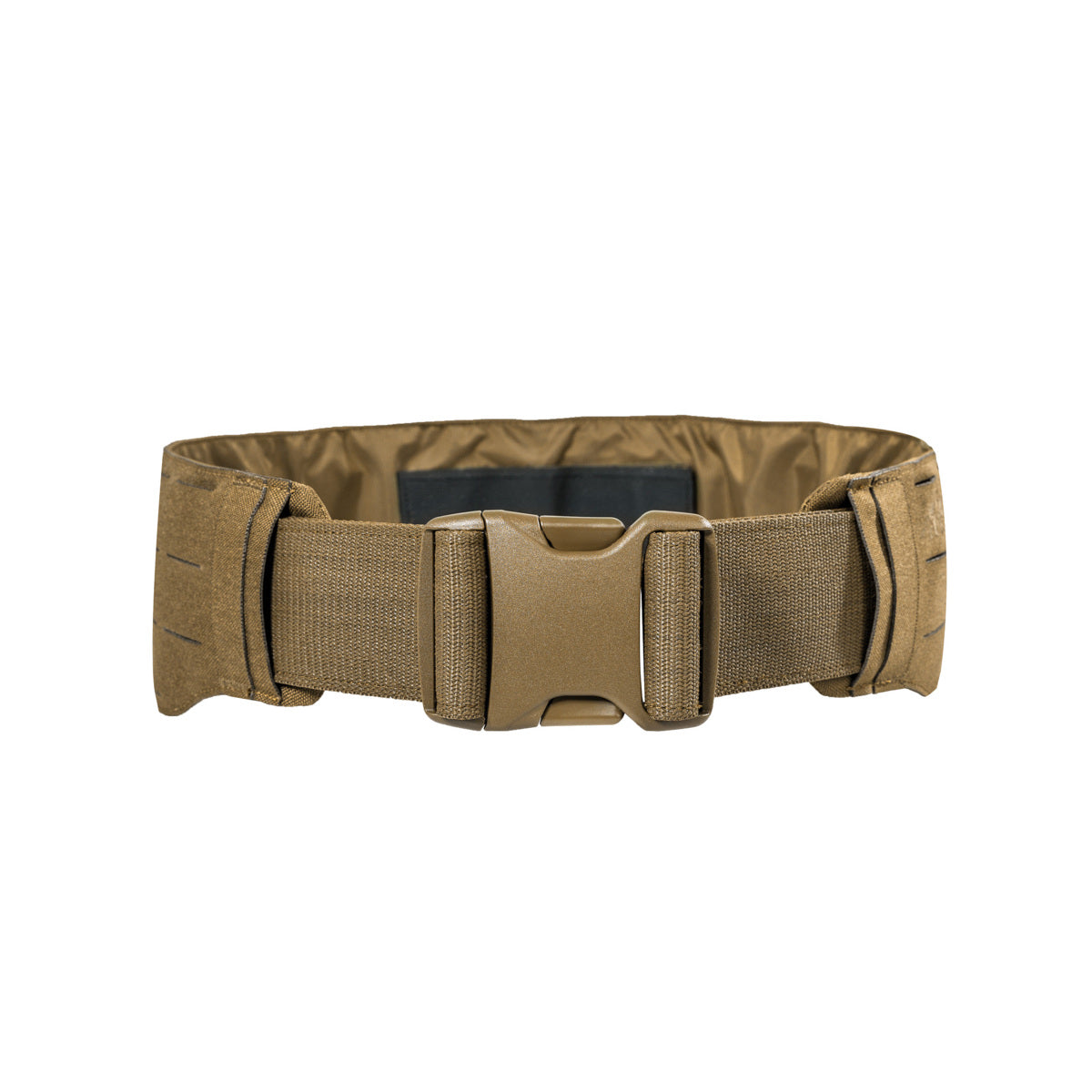 Extremely low-lying warrior belt for attaching to a tactical belt. The hook-and-loop fastening (hooks) is covered with a non-slip material when not in use. 4 laser-cut MOLLE slots high. www.moralepatches.com.au