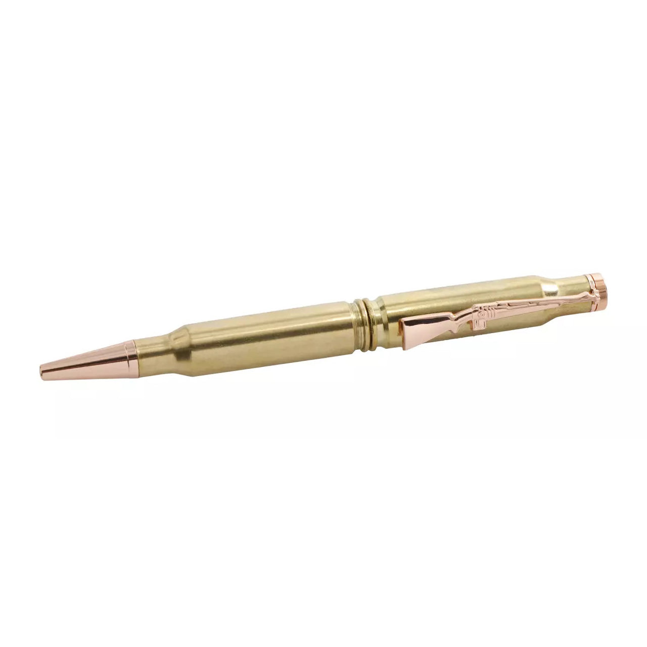 A beautiful quality pen to cherish. This unique pen is created from 2.308 brass rifle shells with a rifle clip, making it a stunning gift for a loved one or a special keepsake for yourself. With its wonderful two-tone design, this intricately crafted pen is a beautiful way to commemorate special moments. The pen comes in a felt gift box, adding an extra touch of elegance to the presentation. www.moralepatches.com.au