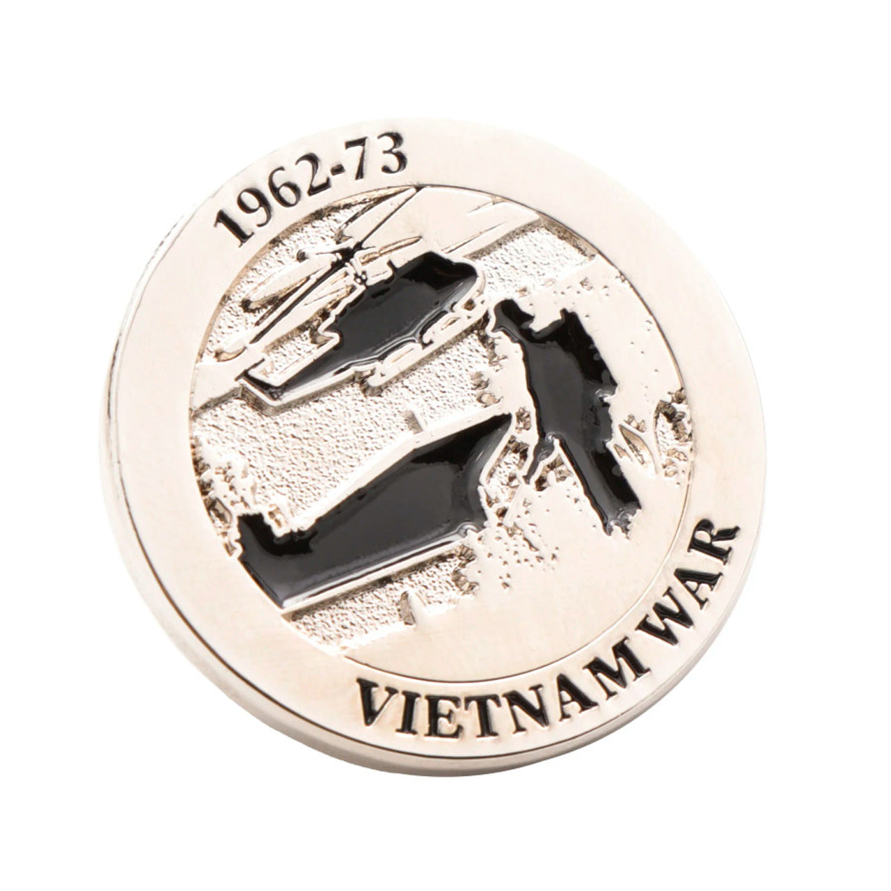 The exceptional Vietnam War Lapel Pin on Card. This stunning 25mm Vietnam War lapel pin features iconic images from Vietnam, with 1962-73 and Vietnam War. Stuck to commemorate the some 60,000 Australians who served in the Vietnam war. The pin comes on a presentation card and has a butterfly clip on the back. www.moralepatches.com.au