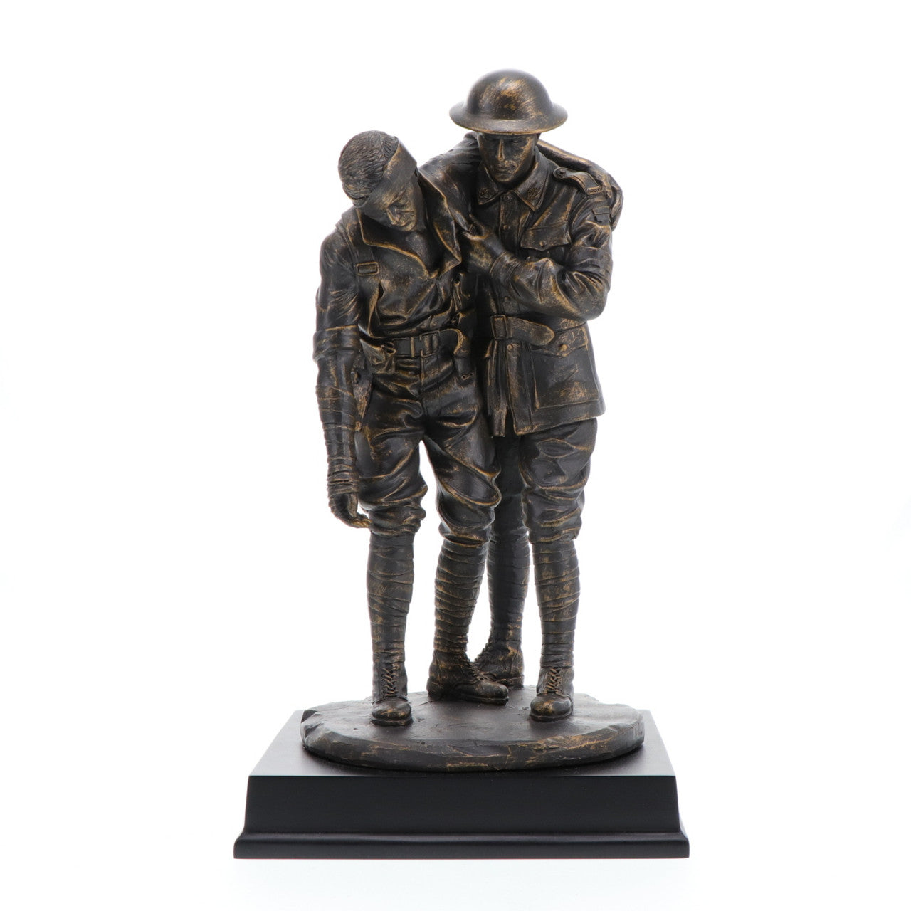 This evocative 300mm tall mounted limited edition cold cast bronze figurine pays tribute to the bravery and sacrifice of the Australian Imperial Force during the Great War 1914-1918. It serves as a poignant reminder of the immense toll the war took on Australia, with over 330,000 soldiers serving overseas and more than 62,000 losing their lives. www.moralepatches.com.au