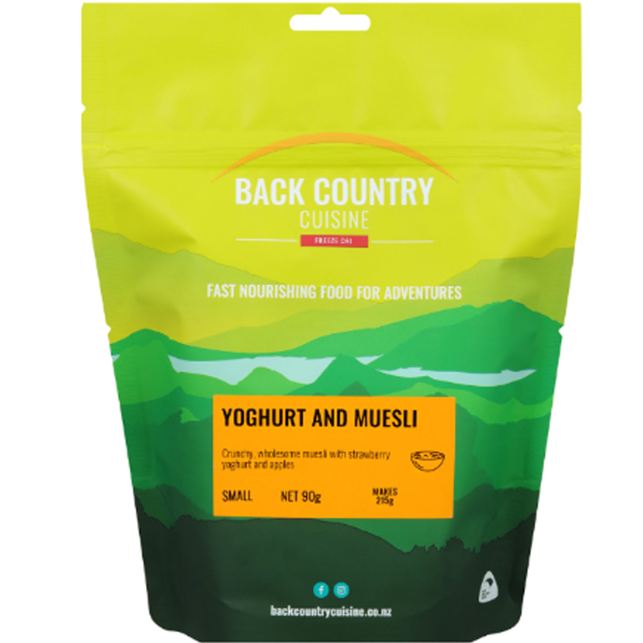 Indulge in the delicious combination of crunchy, wholesome muesli and creamy strawberry yoghurt with pieces of juicy apple in Back Country Cuisine's Freeze Dried Meal Yoghurt &amp; Muesli. This 90g small package packs a punch of flavour and nutrition for your outdoor adventures. www.moralepatches.com.au