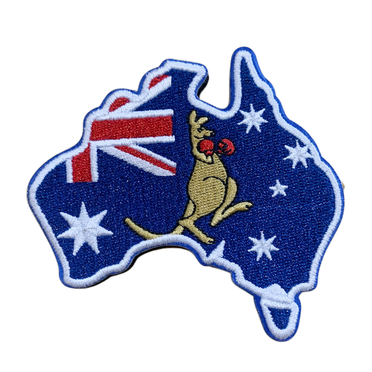 Australian Outline With Boxing Kangaroo Embroidery Velcro Backed Patch ...