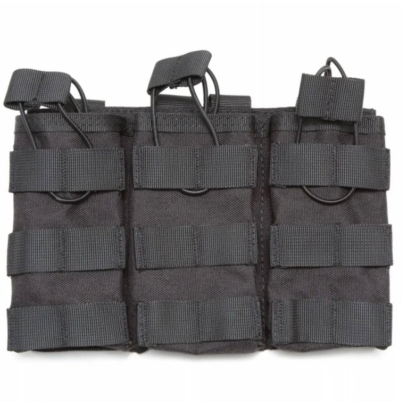 Experience the convenience of the Airsoft Combat Triple Mag Pouch! With a simple open-top design and elastic bungee cord fasteners featuring easy pull tabs, it's hassle-free to carry your magazines. www.moralepatches.com.au