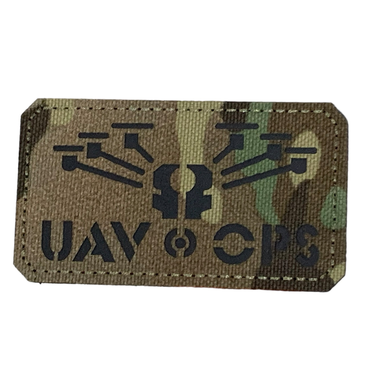 Feel the thrill of controlling and commanding your drone with the Drone UAV OPS Laser Cut Morale Patch Multicam. Whether you choose to operate it remotely or let it fly autonomously, this patch celebrates the versatility and capability of UAVs. At a compact 9x5cm, it's the perfect addition to your collection of must-have patches. www.moralepatches.com.au