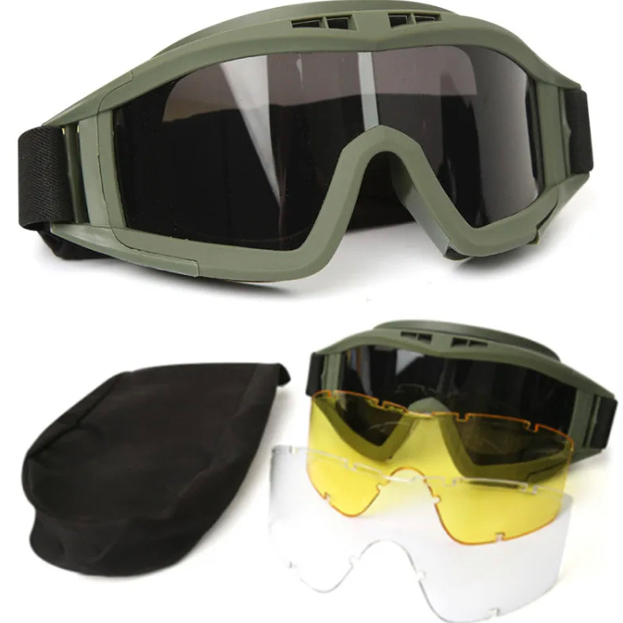 This Tactical Military Goggle Field Kit equips users for any battlefield. Crafted from durable PC material, it is available in black, army green, or sand colors and is the perfect size (20*10cm) for a range of operations. The kit includes 1 pair of goggles, 3 sets of lenses, and 1 portable glasses bag. Experience unparalleled protection and comfort with this Tactical Military Goggle Field Kit. www.moralepatches.com.au