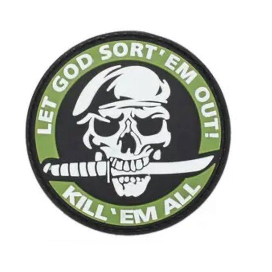 Elevate your gear to the next level with the Let God Sort Em Out Tactical PVC Morale Patch. Easily attach it to any piece of field gear, clothing, or create a unique patch display! Infuse some fun and spookiness into your style today.  Size: 8cm www.moralepatches.com.au