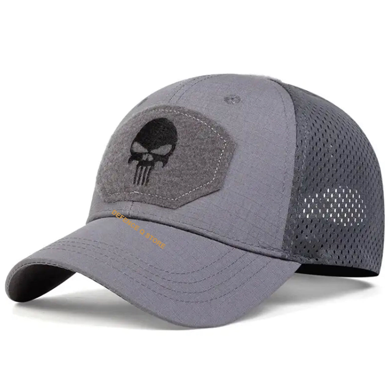 Experience the ultimate in style and comfort with our Military Punisher Cap in sleek black. One size fits all with adjustable velcro straps, and the lightweight fabric ensures all-day wearability. www.moralepatches.com.au