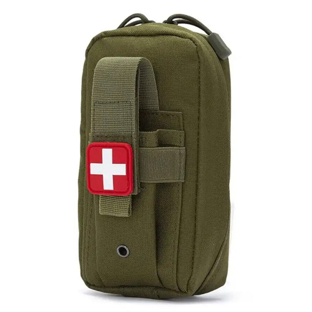 Compact Emergency kit pouch with lots of uses, carry your tourniquet, multitool or torch in the front pocket. Add your essential items in the main compartment from bandages to rations. Attach to your gear with x2 MOLLE straps to suit your needs but don't forget this essential pouch in the field. www.moralepatches.com.au
