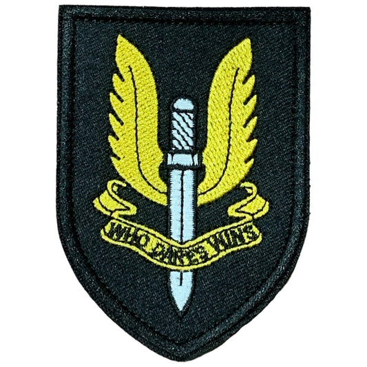 Take on new challenges and embrace the daring spirit of the British SAS with "Who Dares Wins" Patch Hook &amp; Loop. This powerful motto has been embraced by eleven elite special forces units worldwide, and now you can embody it in your own organization or project. www.moralepatches.com.au