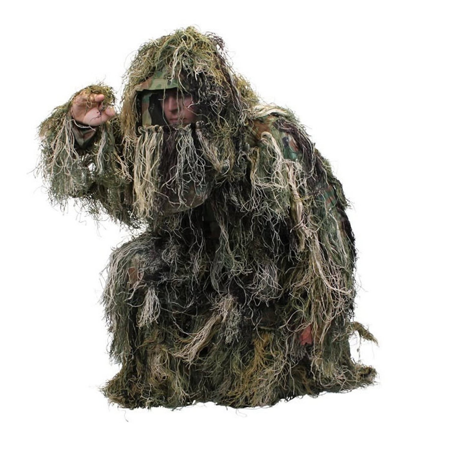 Ghillie suits are a full body camouflage solution for blending in with the natural environment in the field or out hunting.  Ghillie suits are used by snipers but in the civilian environment used by hunters, paintballers and gel blaster players.  Also a great item to have for your bug out bag for preppers, if anything goes wrong you can throw on this suit and hide out in nature.  Included:  1x Jacket  1x Pants  1x Hood  1x Gun Wrap  1x Carry Bag