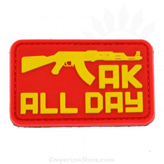 AK All Day PVC Patch Red, Velcro backed Badge. Great for attaching to your field gear, jackets, shirts, pants, jeans, hats or even create your own patch board.  Size: 7.5x4.5cm