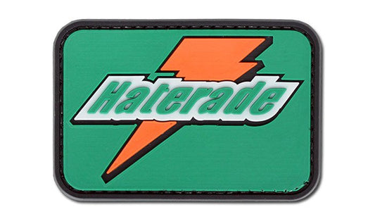 Haterade PVC Patch OD Green, Velcro backed Badge. Great for attaching to your field gear, jackets, shirts, pants, jeans, hats or even create your own patch board.  Size: 7.5x5cm