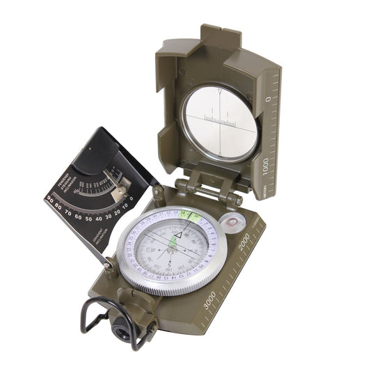 Rothco’s Deluxe Marching Compass is a multi-use compass that is protected by a durable zinc alloy case.  Marching Compass Is Protected By A Zinc Alloy Case Side Ruler To Use On Your Map In Conjunction To The Map’s Scale To Determine Distances Green Fluorescent North Arrow 360 Degree Circular Scale Inclination Scale Magnifier And Level