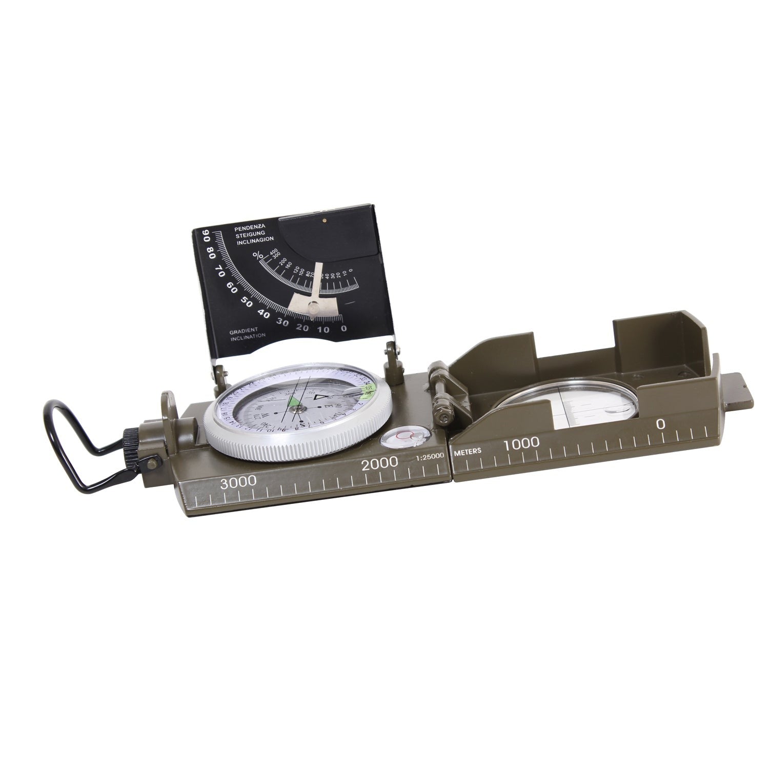 Rothco’s Deluxe Marching Compass is a multi-use compass that is protected by a durable zinc alloy case.  Marching Compass Is Protected By A Zinc Alloy Case Side Ruler To Use On Your Map In Conjunction To The Map’s Scale To Determine Distances Green Fluorescent North Arrow 360 Degree Circular Scale Inclination Scale Magnifier And Level