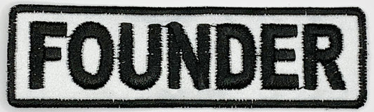 Founder Iron On Patch. Great for attaching to your jackets, shirts, pants, jeans, hats.  Size: 8.89x2.54cm